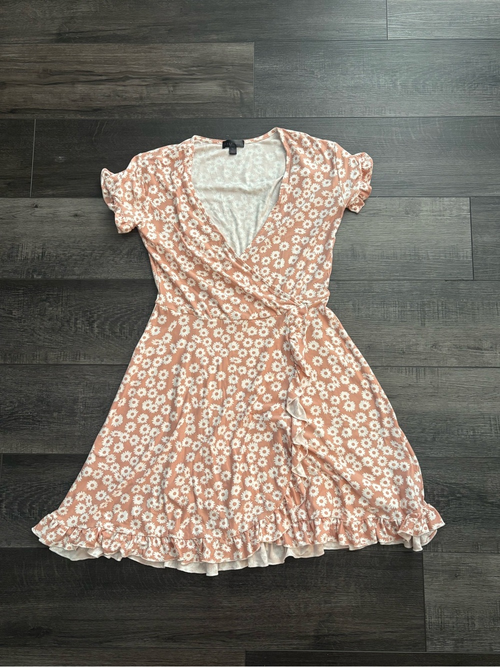 Floral Wrap Mini Dress in Dusty Pink